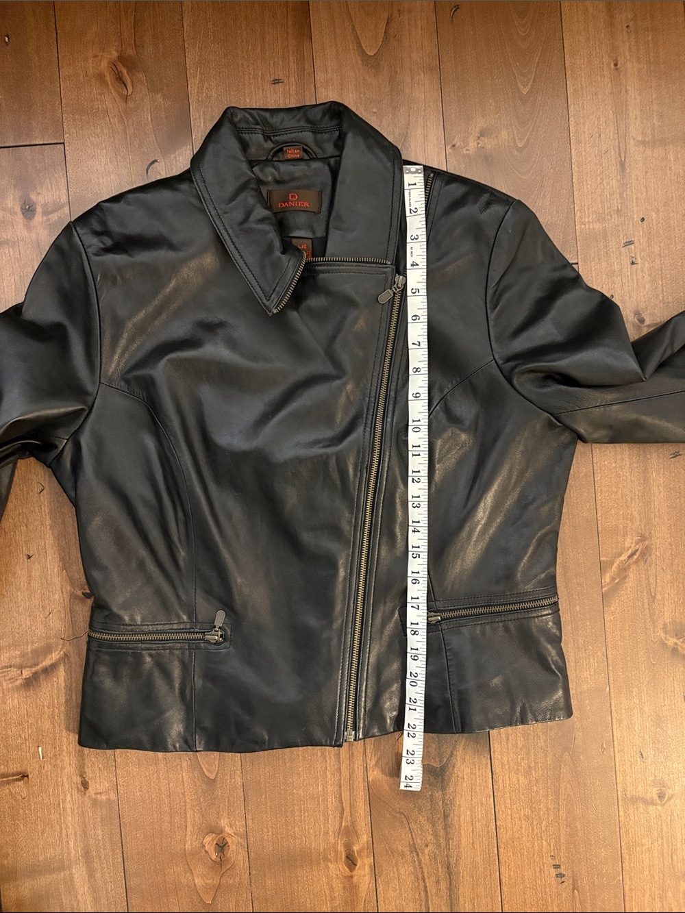 Danier Black Leather Asymmetrical Zip Jacket - Picture 7 of 7